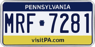 PA license plate MRF7281