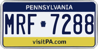 PA license plate MRF7288