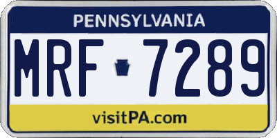 PA license plate MRF7289