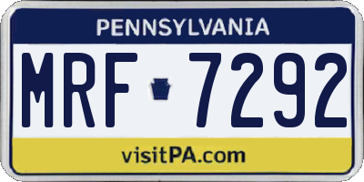 PA license plate MRF7292