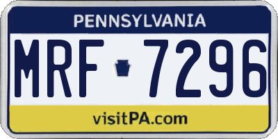 PA license plate MRF7296