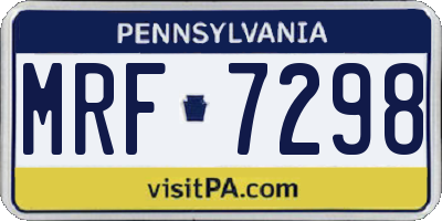 PA license plate MRF7298