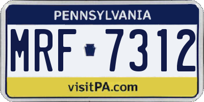PA license plate MRF7312