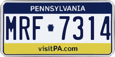 PA license plate MRF7314