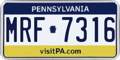 PA license plate MRF7316