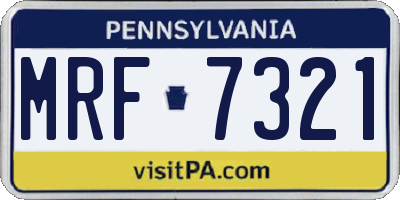 PA license plate MRF7321
