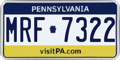 PA license plate MRF7322