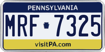 PA license plate MRF7325