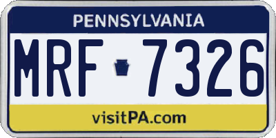 PA license plate MRF7326