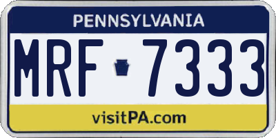 PA license plate MRF7333
