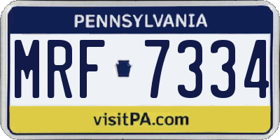 PA license plate MRF7334