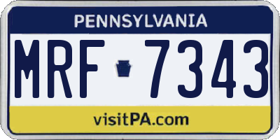 PA license plate MRF7343