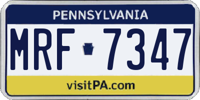 PA license plate MRF7347