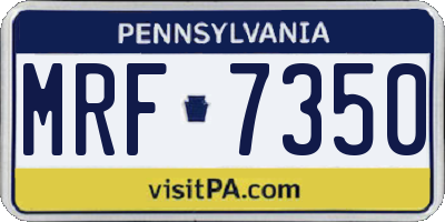 PA license plate MRF7350