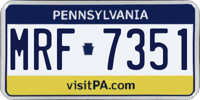 PA license plate MRF7351