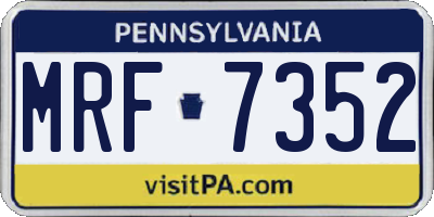 PA license plate MRF7352