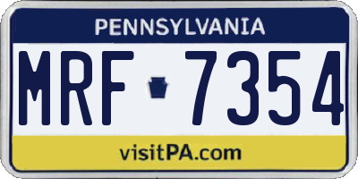 PA license plate MRF7354