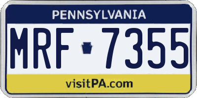 PA license plate MRF7355