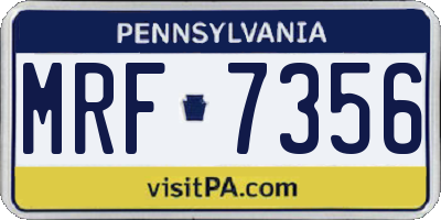 PA license plate MRF7356