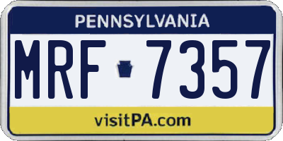 PA license plate MRF7357