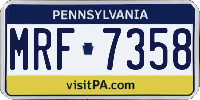 PA license plate MRF7358