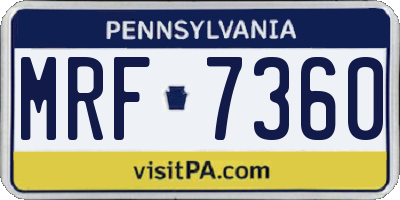 PA license plate MRF7360