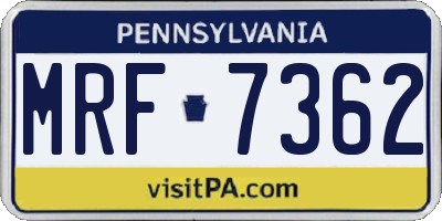 PA license plate MRF7362