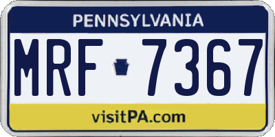 PA license plate MRF7367