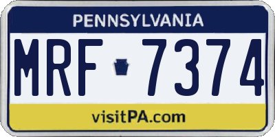 PA license plate MRF7374