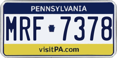 PA license plate MRF7378