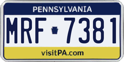 PA license plate MRF7381