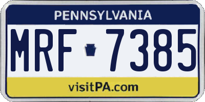 PA license plate MRF7385