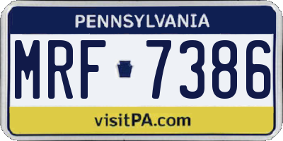 PA license plate MRF7386