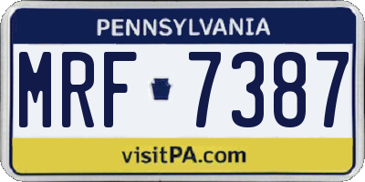 PA license plate MRF7387