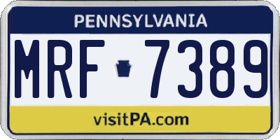 PA license plate MRF7389