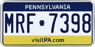 PA license plate MRF7398