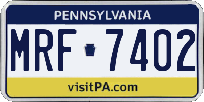 PA license plate MRF7402