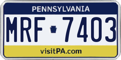 PA license plate MRF7403