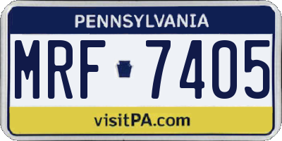 PA license plate MRF7405