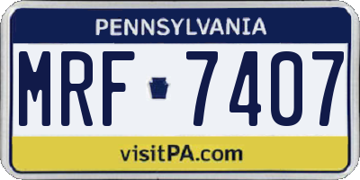 PA license plate MRF7407