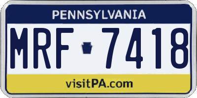 PA license plate MRF7418