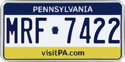 PA license plate MRF7422