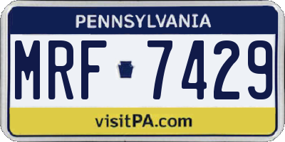 PA license plate MRF7429