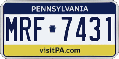PA license plate MRF7431