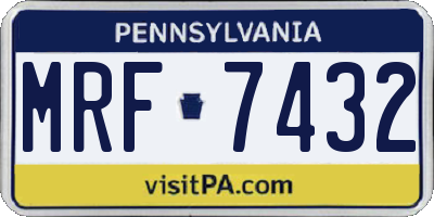 PA license plate MRF7432