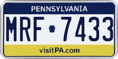 PA license plate MRF7433