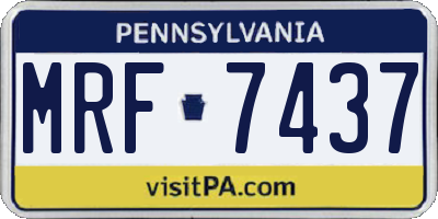 PA license plate MRF7437
