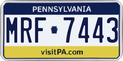 PA license plate MRF7443