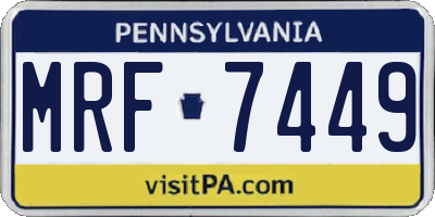 PA license plate MRF7449