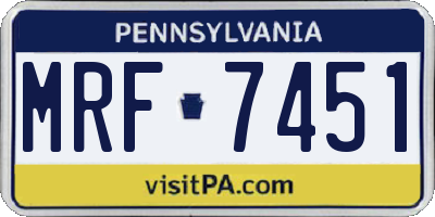 PA license plate MRF7451